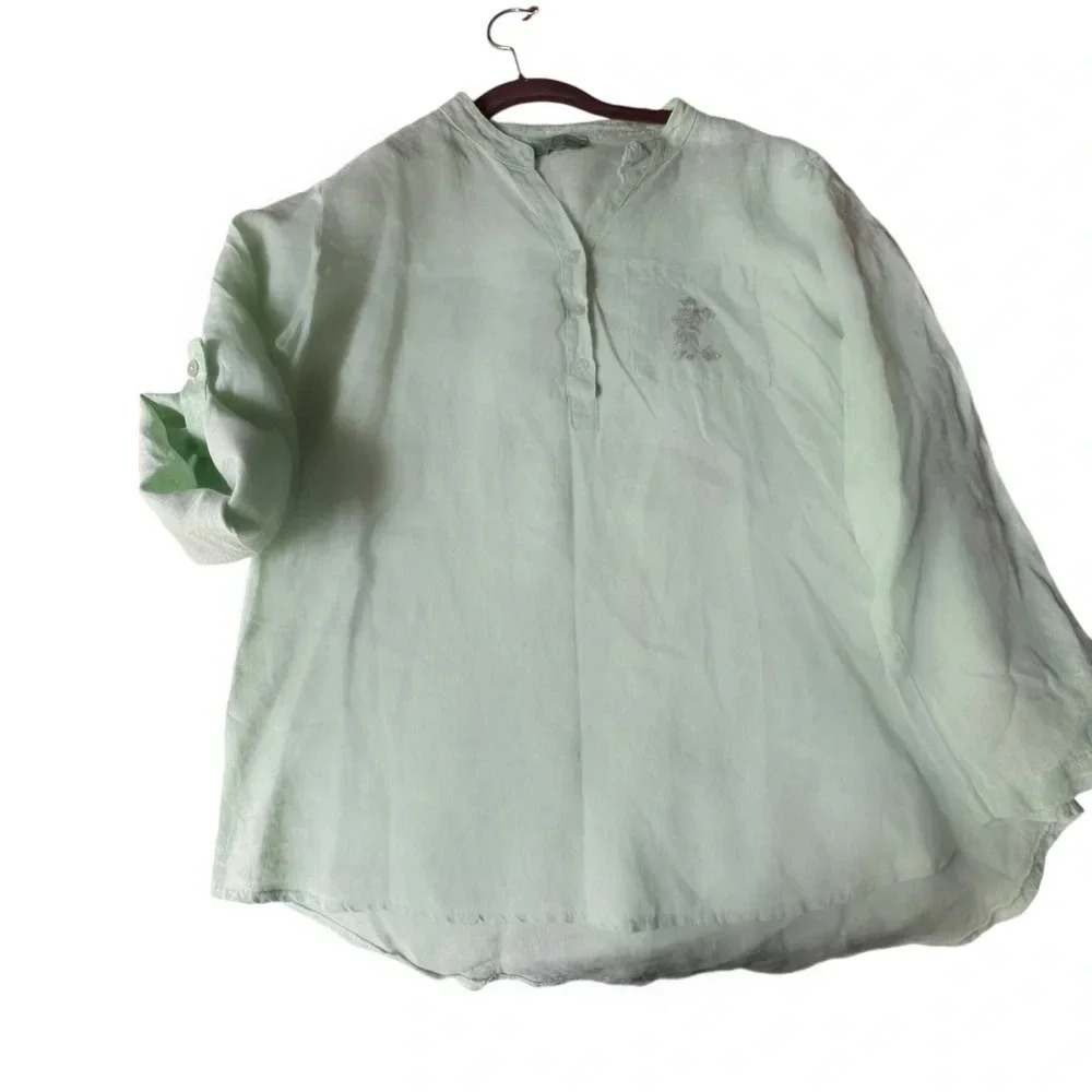 Cara Gianni Disney Paris Lime Green Linen Shirt M